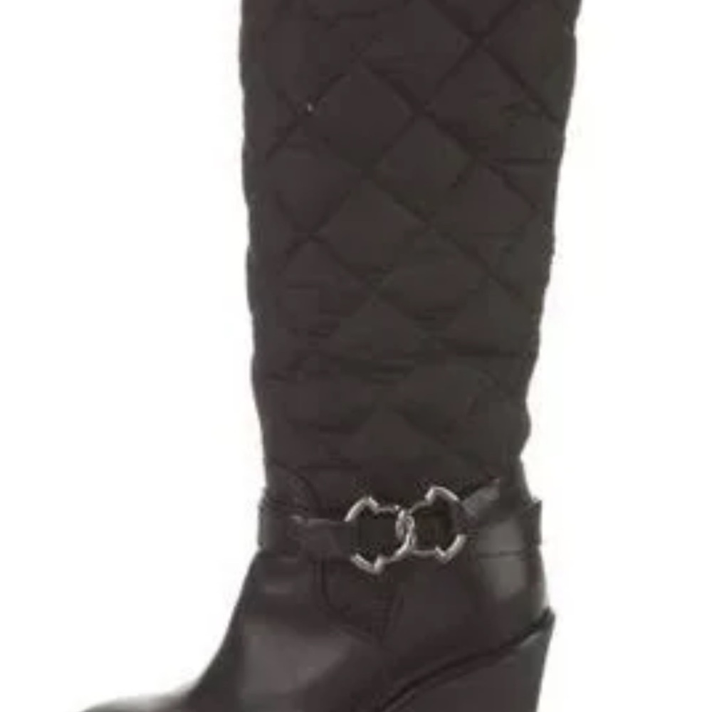 Women's Moncler Black Quilted Knee-High Boots